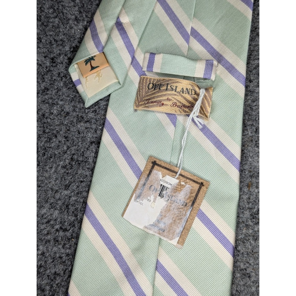 Tommy Bahama Off Island Men's Pastel Striped Neck Tie Silk Handmade Green 4x59"